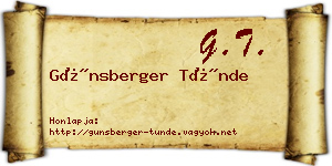 Günsberger Tünde névjegykártya